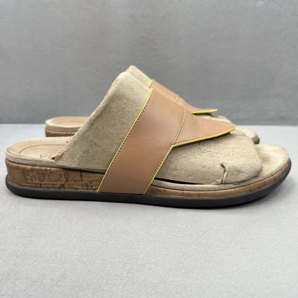 Vionic Jillian Womens Size 9 Sandals Tan Leather Toe Post Orthotic Cork Bottom